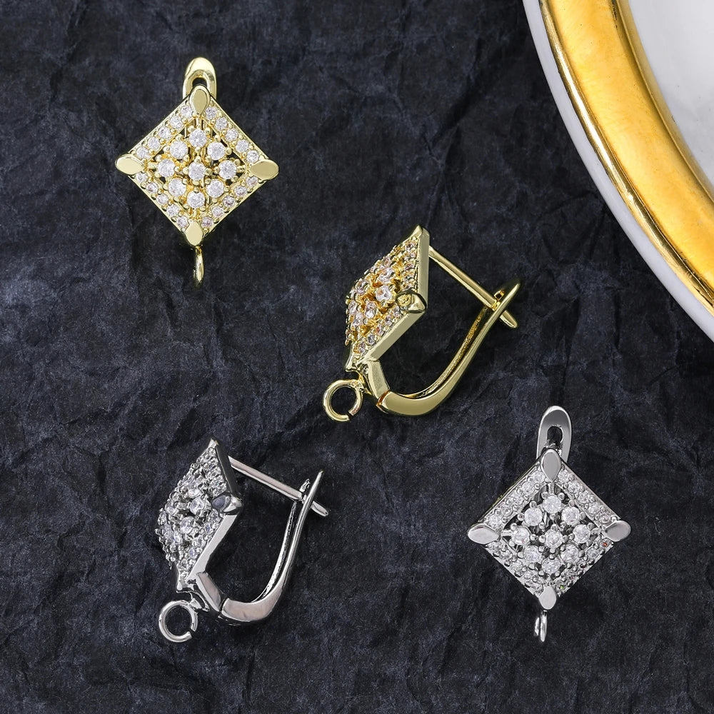 Juya 18K Gold Silver Plated Fastener Bales Fixture Earring Hook Locks For DIY Women Fashion Crystal Agate Charms Earrings Making