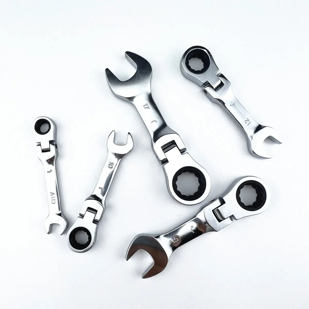 Mini Short Handle Ratchet Wrench With Movable Head Quick Dual-purpose Open End Wrench Hardware Tool Labor-saving Wrench