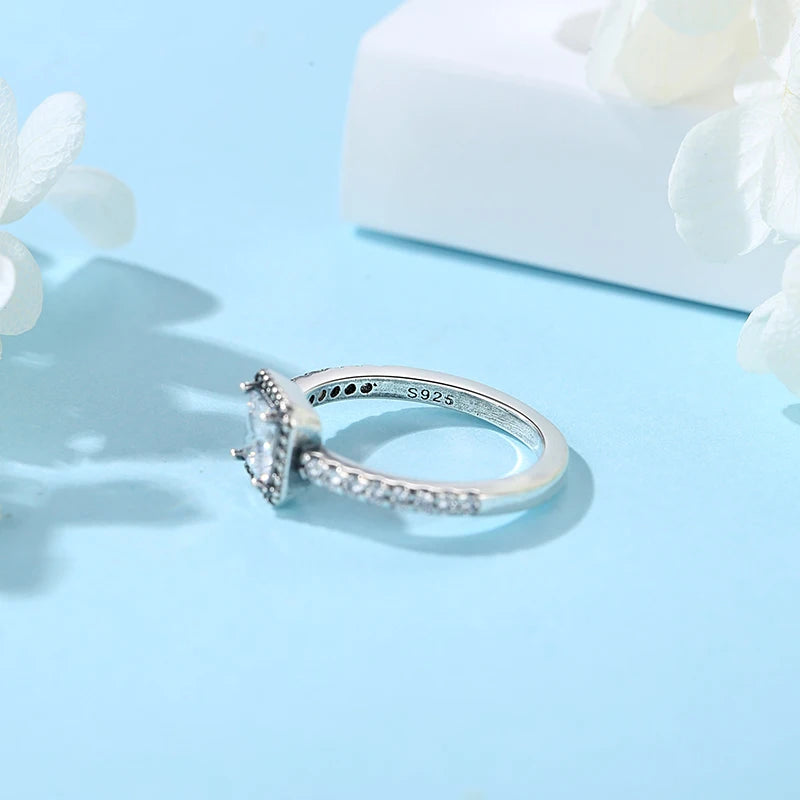 925 Sterling Silver Rings For Women Original Crown Love Heart Wishbone Engagement Wedding Rose Gold Crystal Ring Luxury Jewelry