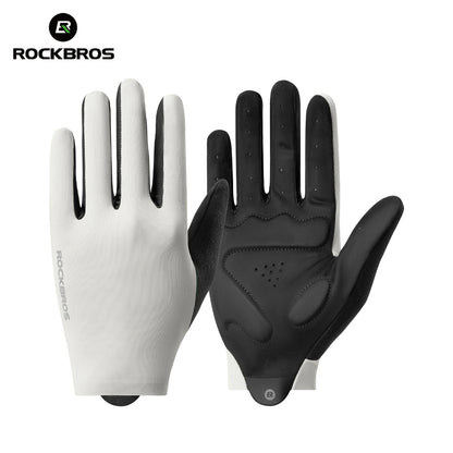 ROCKBROS Spring Summer Cycling Gloves Lightweight Breathable Full Finger Gloves Shock Absorption SBR Pad Anti-slip Sports Gloves