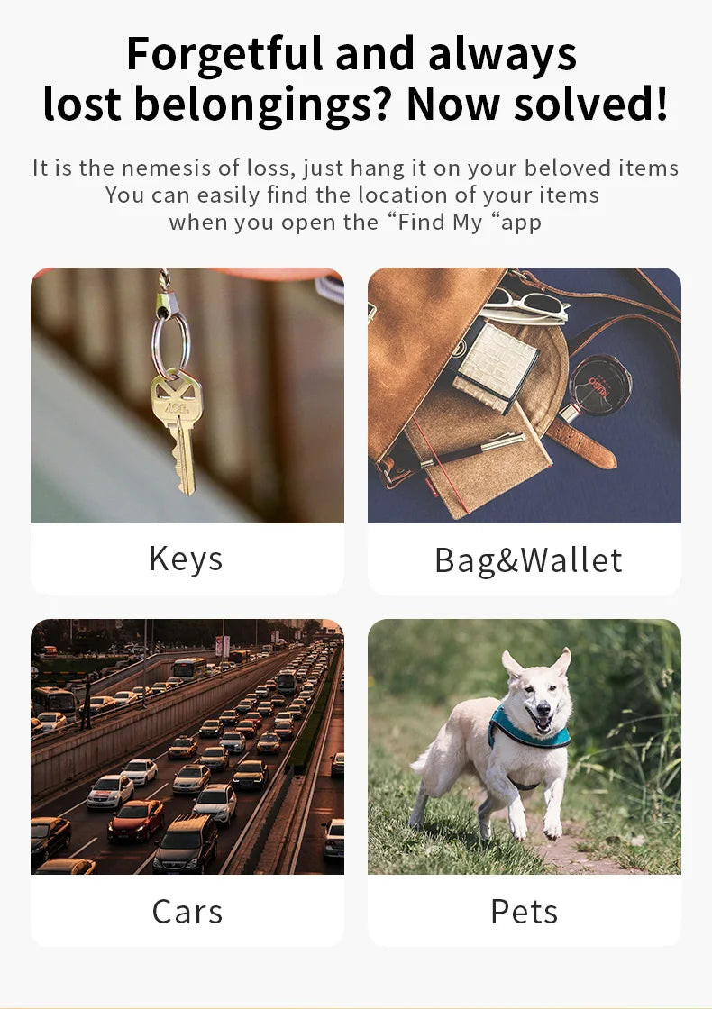 Sicherheits-Bluetooth-GPS-Tag basierend auf der iPhone-App „Wo ist?“, Anti-Verlust-Tracker, akustisches Signal, Ortung, Benachrichtigungen, Alarm und Schlüsselfinder