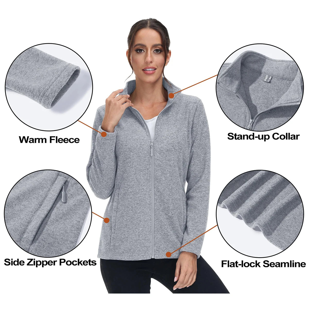 MAGCOMSEN Lightweight Women's Fleece Jackets Womens Athletic Warm Sweatshirts Casual Turtleneck Sweater Coat Sports Tops