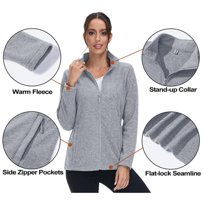 MAGCOMSEN Lightweight Women's Fleece Jackets Womens Athletic Warm Sweatshirts Casual Turtleneck Sweater Coat Sports Tops