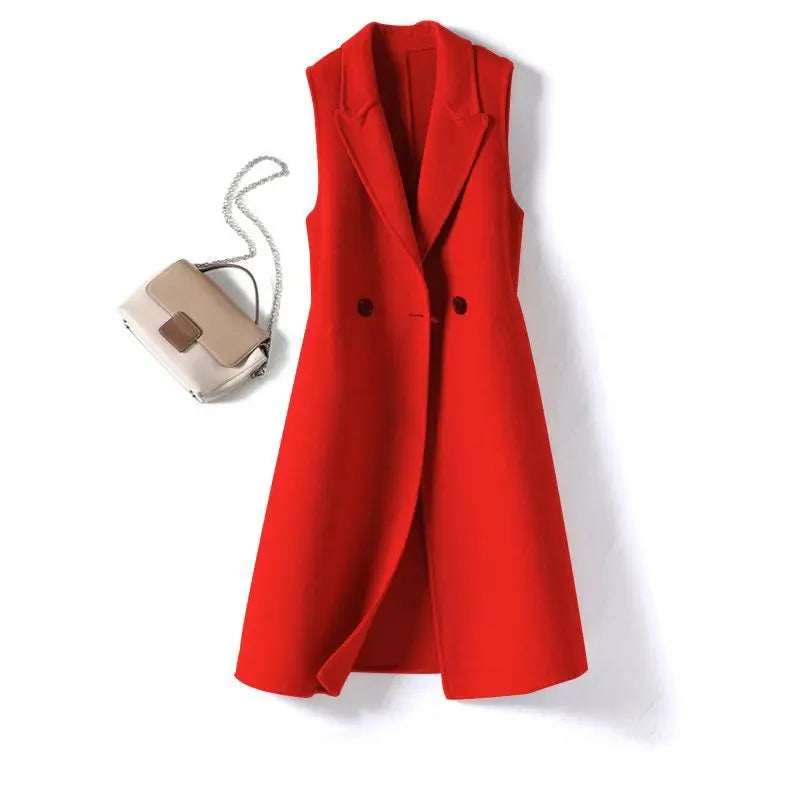 2025 Spring Autumn New Wool Vest Women Coat Sleeveless Oversized Tops  Casual Waistcoat Korean Black Woolen Outwear Female