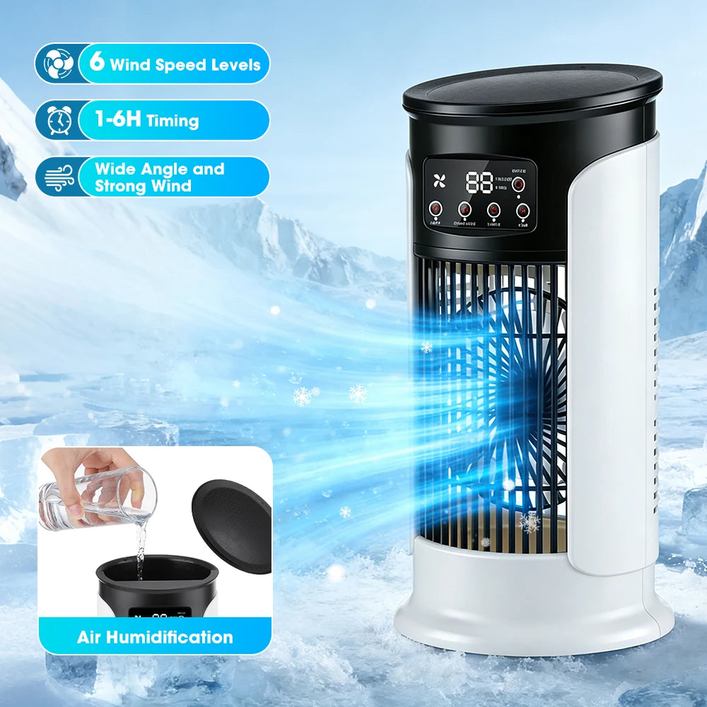 3 in 1 Portable Air Cooler with Humidifier 6 Wind Speed Fast Cooling Air Conditioner Misting Fan for Home Office Kitchen Desktop
