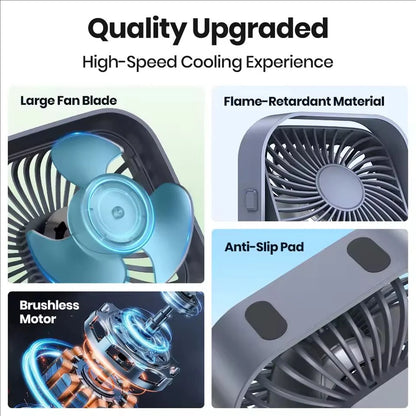 Portable Mini Fan USB Desk Fan Table Strong Airflow &Quiet Operation 3 Speed Wind 360°Rotatable Standing Fans for Room Home