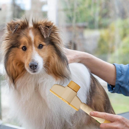 Dog Grooming Comb Dog Grooming Shedding Brush Pet Flea Comb with Release Button for Short And Long Hair Cats Kittens Puppies