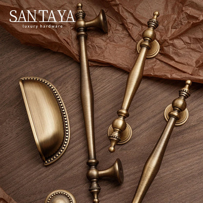 Santaya Bronze Solid Antique Brass Cabinet Handles Wardrobe Pull Cupboard Door Knob Kitchen Cabinet Handles Bronze Pulls