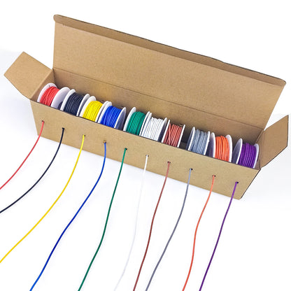 10 Colors in One 16-18-20-22-24-26-28-30 Gauge Silicone Electrical Wire 22 AWG Stranded Tinned Copper Hookup Wire Kit with Tools