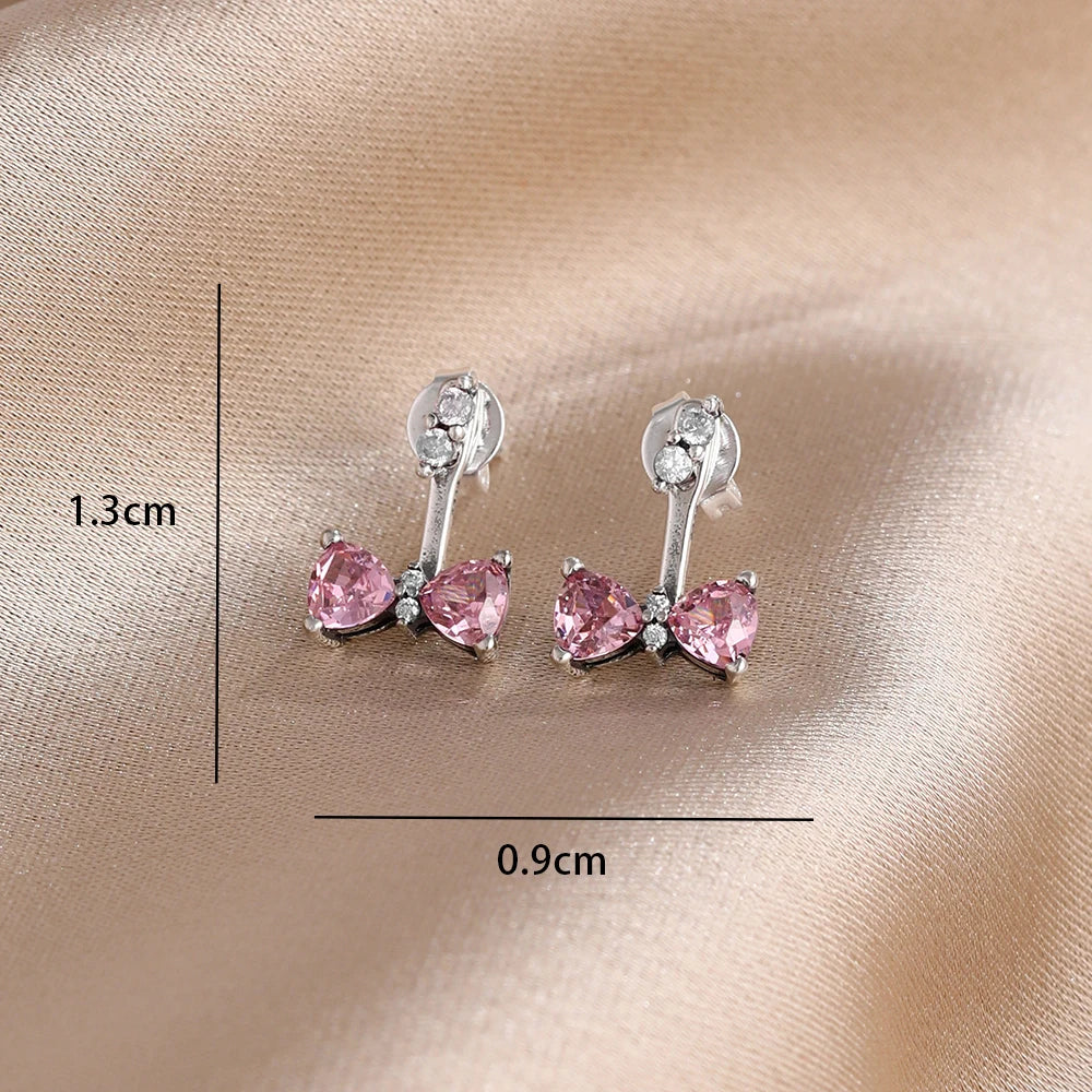 White series New Women's earrings Blue Square Sparkle Halo Stud For Women Tiki Jewelry Party Hoops Gift Things From 1