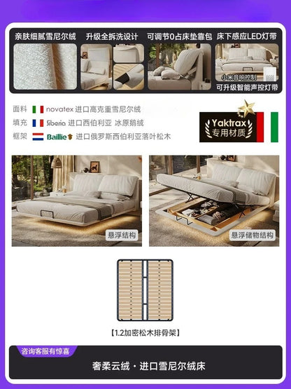 Home lit 150x200 180x200 200x220cm Fabric Suspension Bed 2 people Modern Minimalist double bedroom beds and bed frames furniture
