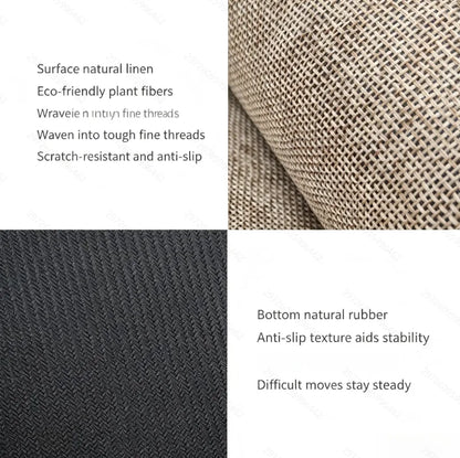 Organic Linen 5mm Natural Rubber Yoga Mat, Eco-Friendly Non-Slip, Shock Absorbing Quiet Workout Mat with Carry Strap