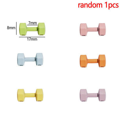 [JN] 1Pcs 1/12 Dollhouse Miniature Barbell Dumbbells Fitness Gym Mini Dumbbells Model Toys Weights Lifting Equipment Accessories