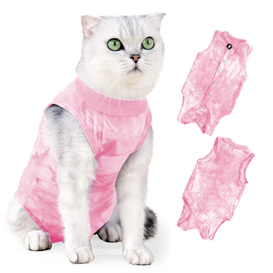 Cat Suit for Spring and Summer, Postoperative Clothing for Pet Cats Breathable Fitted Button-Style Cat Recovery Outfit