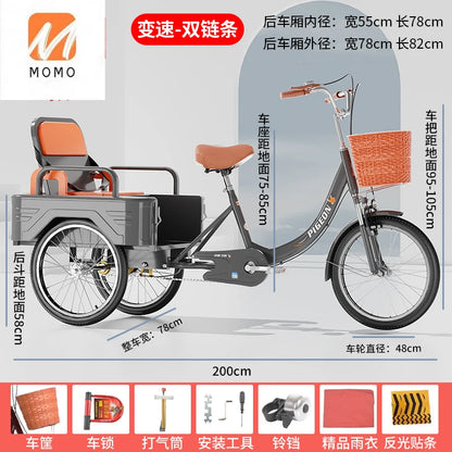 Tricycles for elderly people, pedals, pedals, variable speed bicycles for elderly people, rickshaws for transportation,
