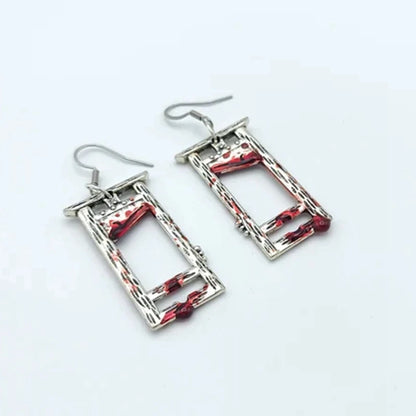 BLOODY GUILLOTINE EARRINGS – Weapon Earrings, Bloody Earrings, Gothic Earrings, Gore Jewellery, Spooky Jewellery, Halloween