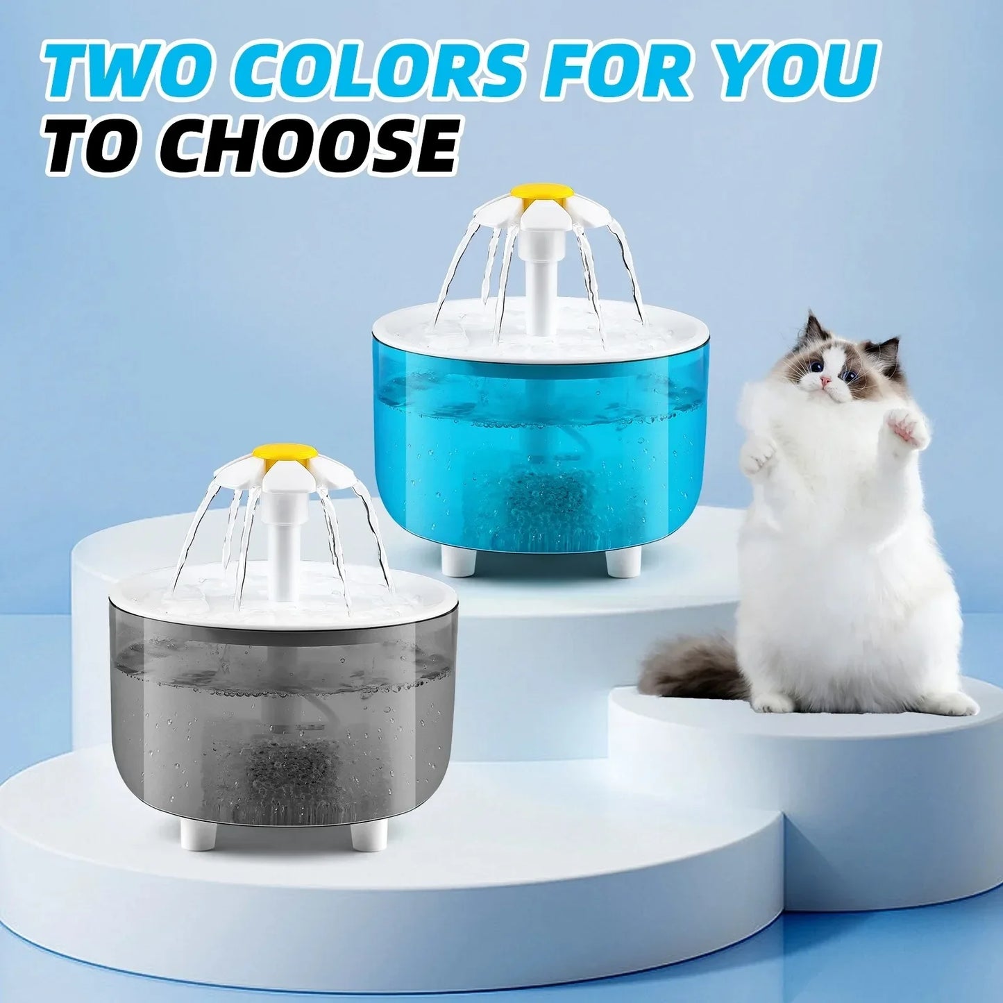 Cat Water Fountain Auto Filter Transparent Cat Drinker USB Electric Mute Recirculate Filtering Drinker for Cats Water Dispenser