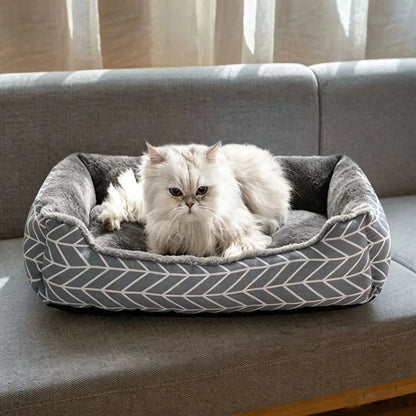 Cozy Print Pet Bed for Dogs & Cats - Soft Plush Warm Kennel Mat, Non-Slip Bottom, Ideal for Small to Medium Pets