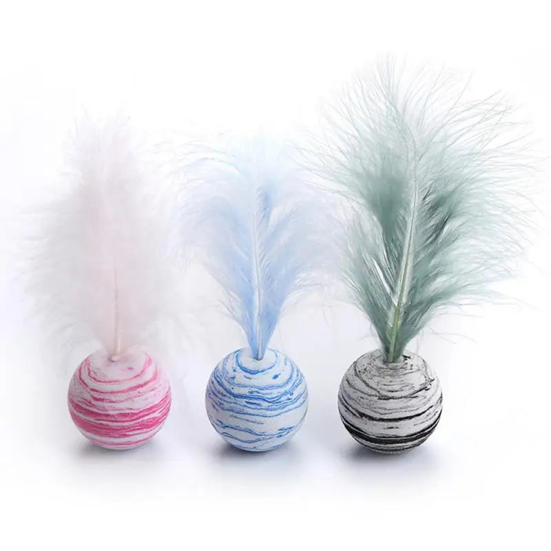 Cat Toy Ball Feather Funny Cat Toy Star Ball Plus Feather Foam Ball Throwing Toys Interactive Toys Pet Supplies Katten Toy