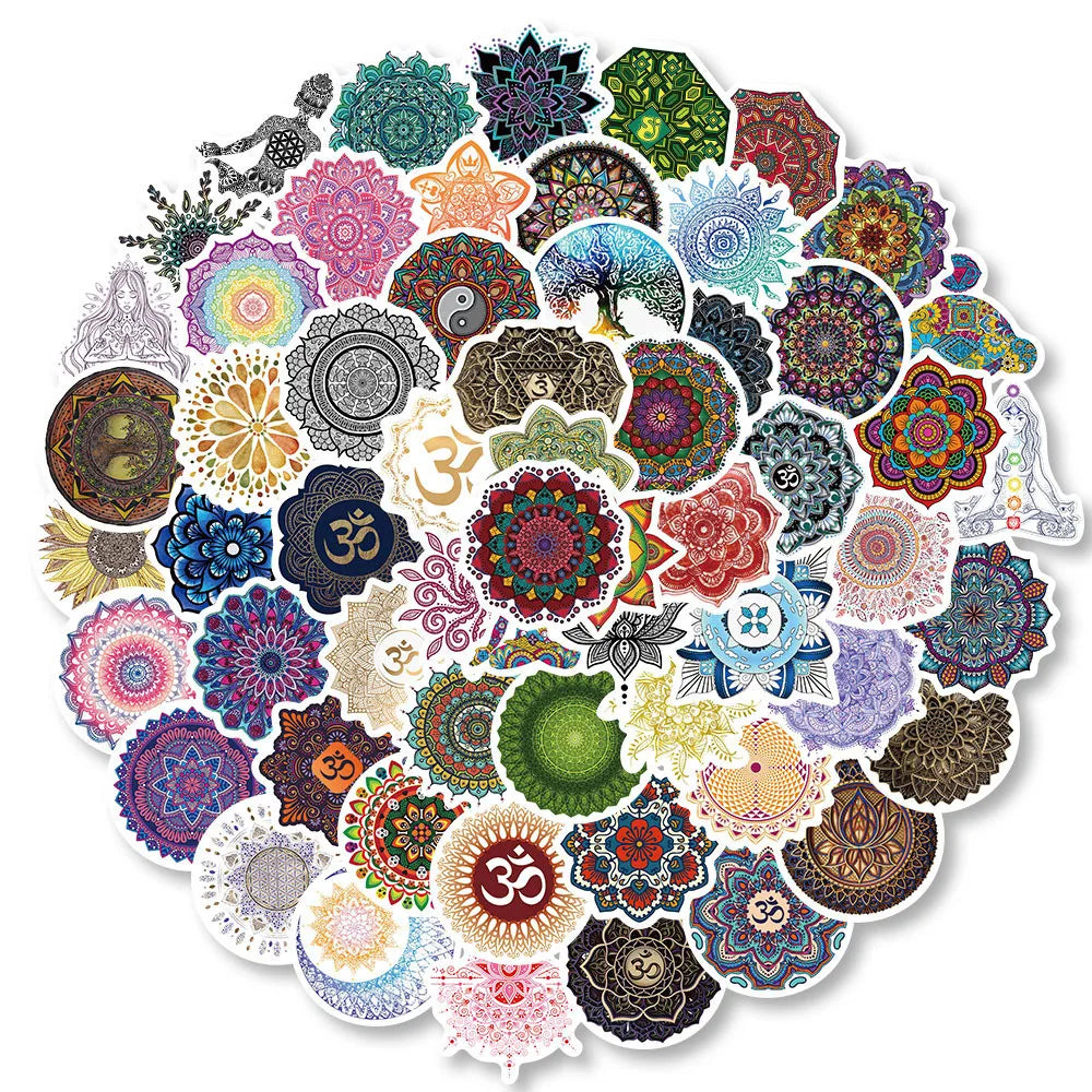 60pcs Mandala Flower Yoga Stickers Waterproof Decals for Yoga Mats & Water Bottles RecordingYourLife Store
