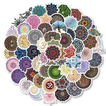 60pcs Mandala Flower Yoga Stickers Waterproof Decals for Yoga Mats & Water Bottles RecordingYourLife Store