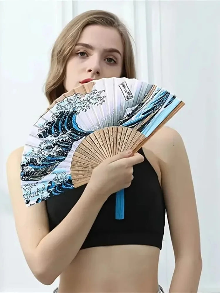 Handheld Folding Ancient Style Fan, Portable And Beautiful, With Tassel To Enhance Atmosphere, Great Prop For Photos