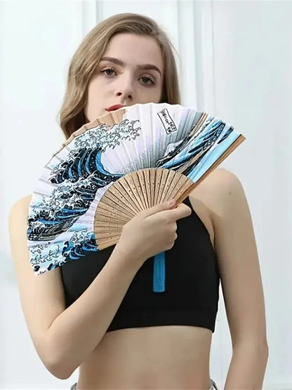 Handheld Folding Ancient Style Fan, Portable And Beautiful, With Tassel To Enhance Atmosphere, Great Prop For Photos