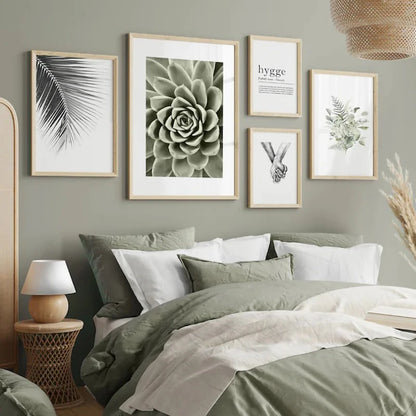 Nordic Home Decor Peace Nature Green Botanical Wall Posters and Prints Canvas Painting Art Pictures for Living Room Wall Decor