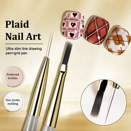 Nail Art UV Gel DIY Design Manicure Painting Brush Acrylic Lines Pen Stripes Grid Flower Butterfly Drawing Watercolor Brushes