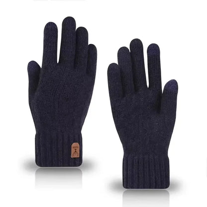 New Winter Imitation Camel Fleece Warm Gloves for Men's Outdoor Touch Screen High Elastic British Business Knitted Woolen Gloves