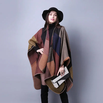 Winter Fashion Poncho Women Capes Scarf Imitation Cashmere Ladies Scarves Warm Shawls Wraps Woman Ponchos Bufanda Mujer Foulard