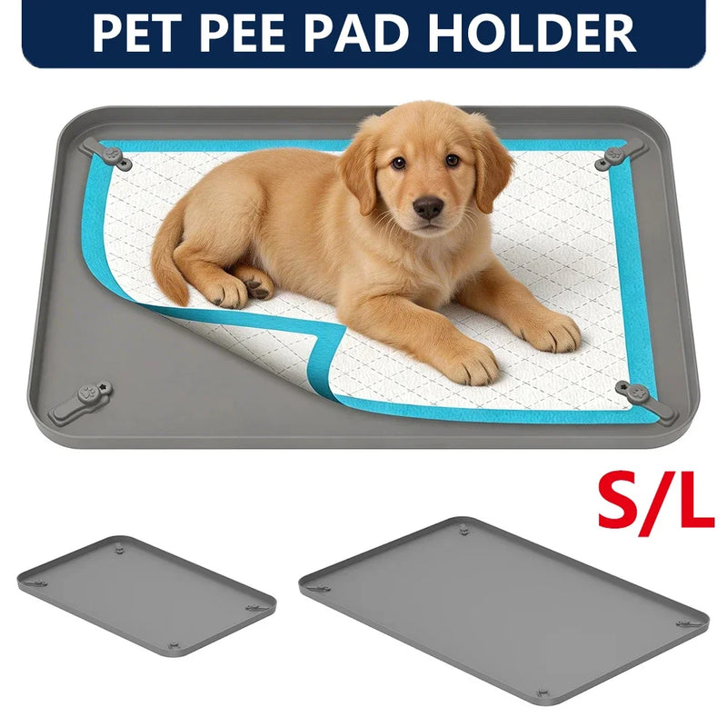 Pet Pee Pad Holder Silicone Dog Urine Pad Holder with Corner Snaps Leak Proof Puppy Pee Tray Mat Dog Training Mat Pet Supplies
