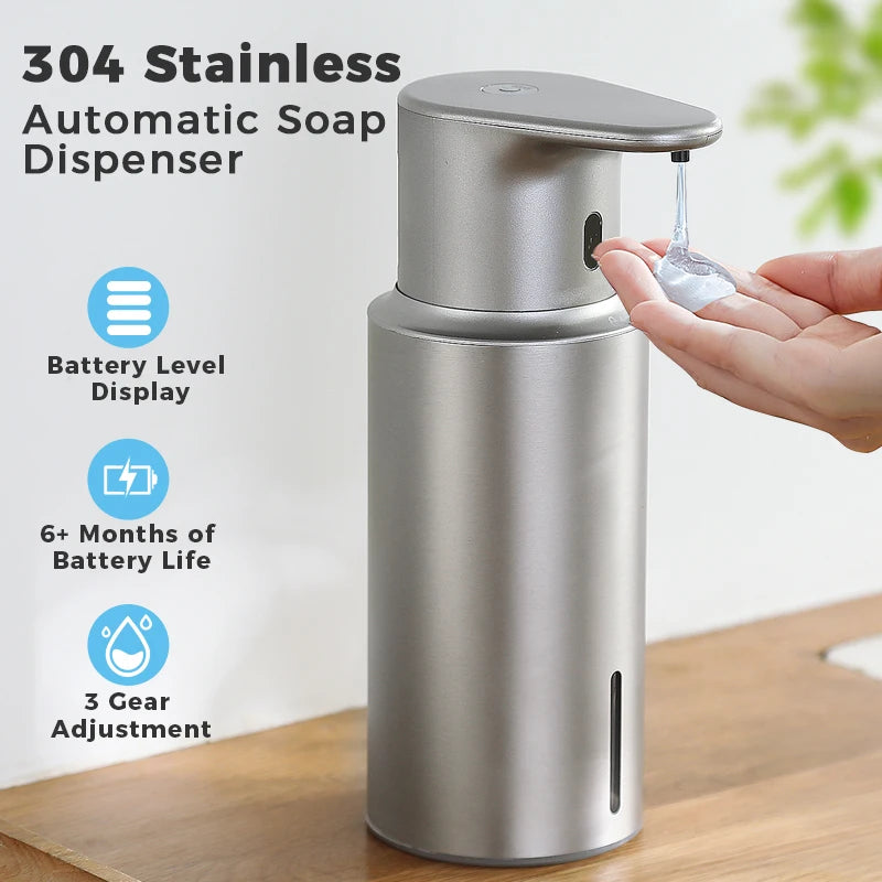 480ml Kitchen Soap Dispenser Automatic Sensor Hand Sanitizer Machine Intelligent Electric Body Wash Soap Dispenser 304 Stainl