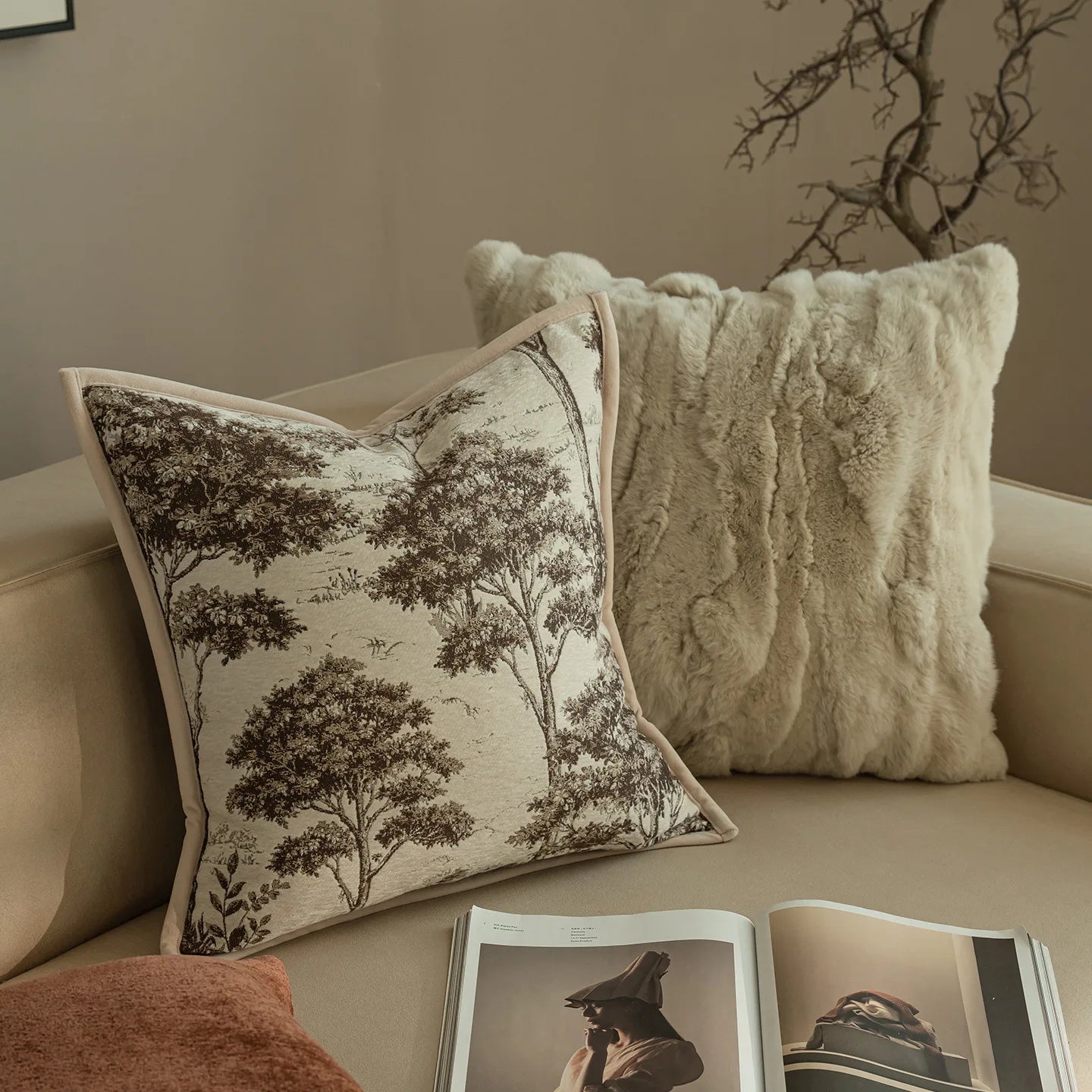 Premium Living Room Sofa Cushion Cover Chenille Texture Geometric Jacquard Pillowcase Modern High-End Pillow Covers Decorative
