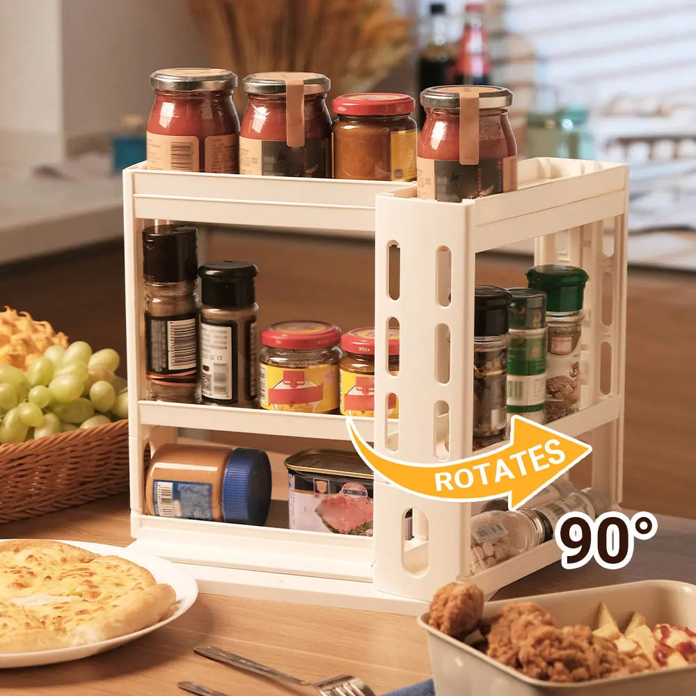 Spice Storage Rack,90 Degree Swivel Item Storage Rack, Countertop 3 Tier Storage Rack,Small Storage And Organizer Rack ﻿