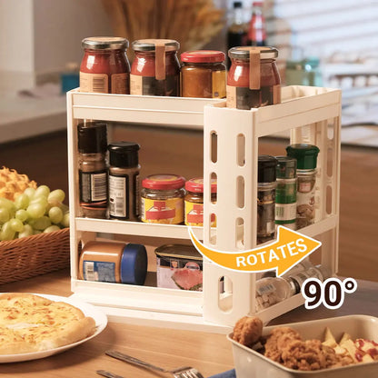 Spice Storage Rack,90 Degree Swivel Item Storage Rack, Countertop 3 Tier Storage Rack,Small Storage And Organizer Rack ﻿