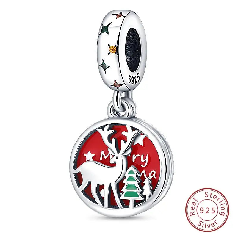 Original 925 Sterling Silver Charms Beads Winter Snowflake Snowman Igloo Penguin Pendant Fit Bracelet Women Jewelry Gift