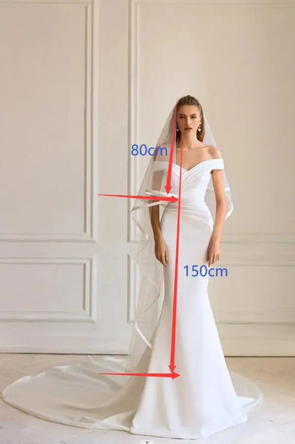 Satin Ribbon Wedding Veils 2025 Tea Length Two Layer with Comb Bridal Veil Party Bride Veils Women Hair Accessory