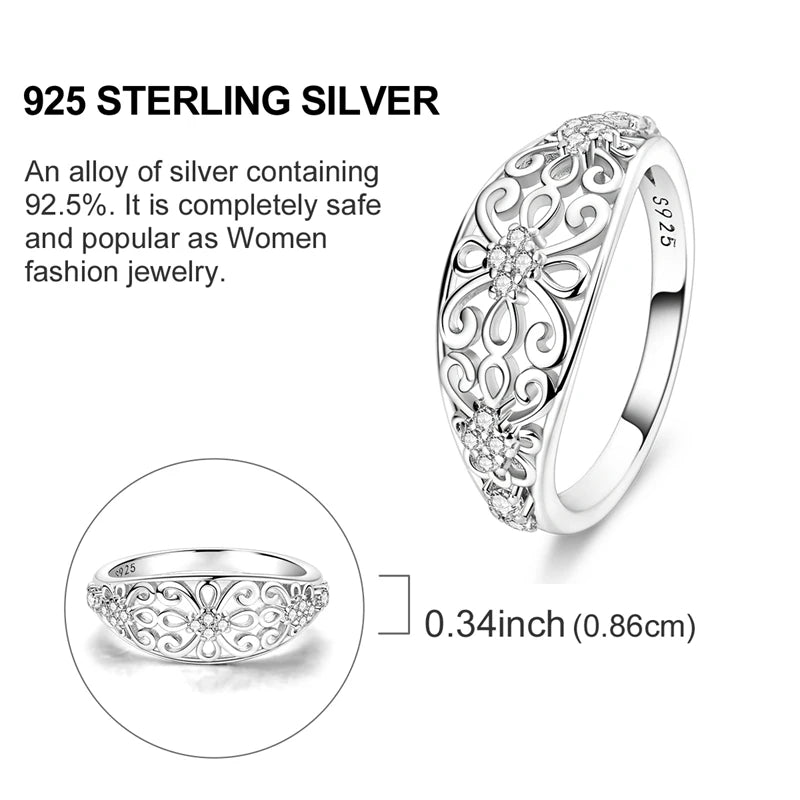 Hot Sale 925 Sterling Silver Ring Eye Plam Frefly Stars Heart Rings For Wedding Women Girls Jewelry Anniversary