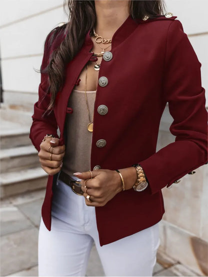 Autumn Winter Long Sleeved Slim Blazers Women Elegant Solid Casual Button Fashion Blazer Tops Short Coats Lady Streetwear
