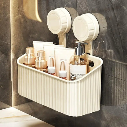 Bathroom Suction Cup Storage Rack Wall Mounted No Punching Storage Box Cosmetics Kitchen  Organizers Multifunctional Storage