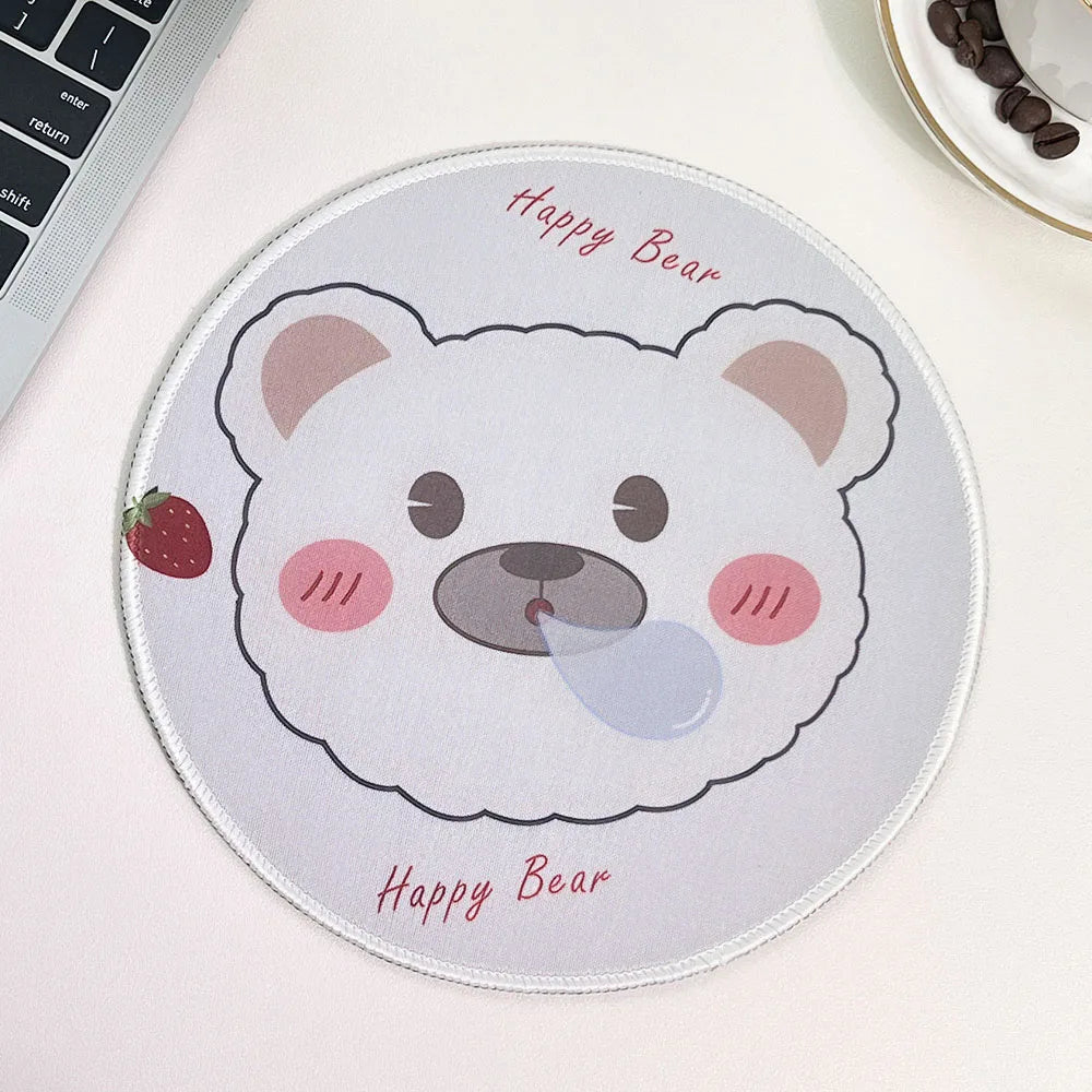 Cute Cartoon Round Mouse Pad Non-slip Rubber Base Comfortable Durable Table Mat for Home Office Gaming Desk Laptop Accessories
