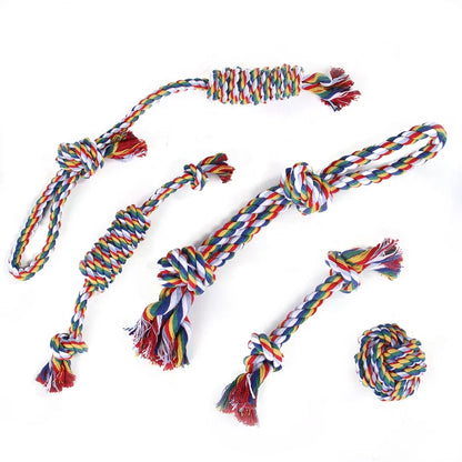 Pet Dog Chew Toys for Large Small Dogs Toy Interactive Cotton Rope Puppy Teething Toys Ball for Dogs Toothbrush Chew Toy Set