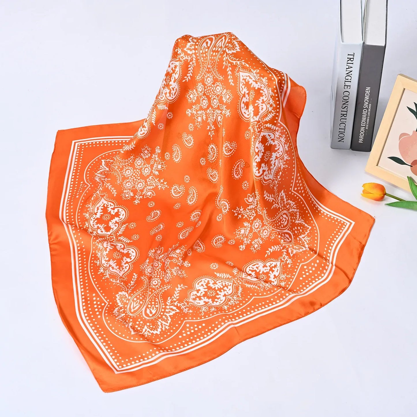 Syhood 70cm Square Satin Head Scarves Satin Bandanas for Women Satin Headband Scarves Silk Feeling Scarf Boho Headwear