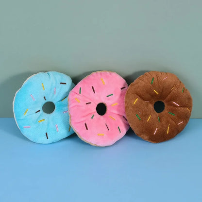 Puppy Chewing Toys Soft Dog Donuts Plush Pet Dog Squeaker Sound Toys for Small Medium Dog Pet Interactive Toys Dog Supplies