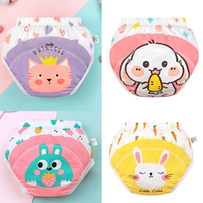 4PCS Baby Waterproof Diapers Pee Shorts Underwears Reusable Soft Ecological Cotton Toddler Potty Training Pants For Boys Girls