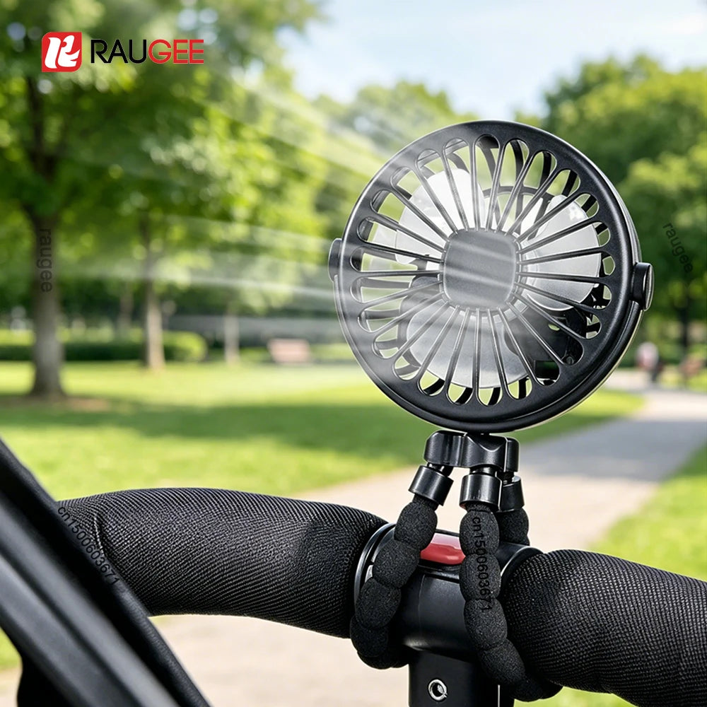 Portable Clip Fan Mini Stroller Fan USB Rechargeable Baby Stroller Octopus Fan 360° Rotate Outdoor Tripod Fan Small Clip Fan