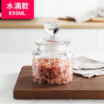 Creative Glass Sealed Jar Storage Jar Household Food Grade Glass Bottle with Lid Transparent Fruit Tank Kitchen Food Container