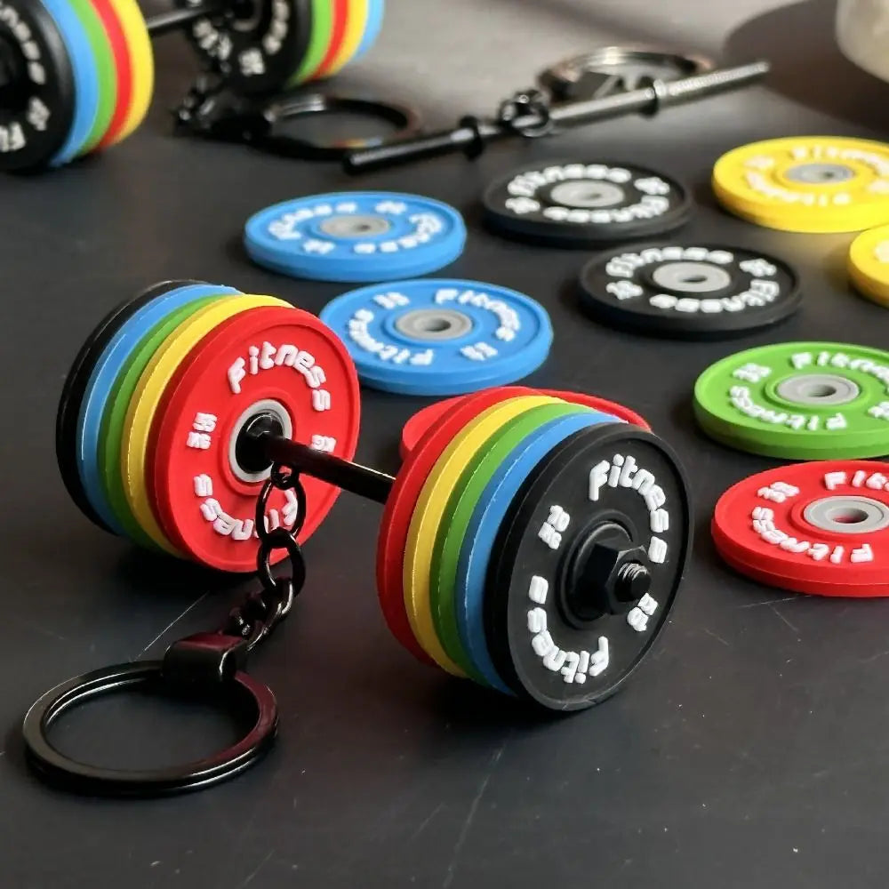 Novelty PVC Mini Barbell Keychain Barbell Sheet Detachable Dumbbell Keychain Fitness Equipment Accessories Bag Pendant Girl