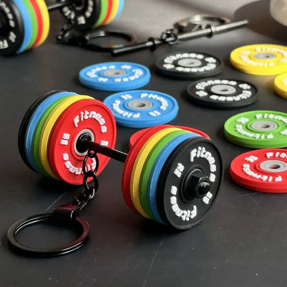 Novelty PVC Mini Barbell Keychain Barbell Sheet Detachable Dumbbell Keychain Fitness Equipment Accessories Bag Pendant Girl